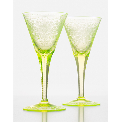 Maharani glasses, 220 ml, set of 2 pieces, uranium