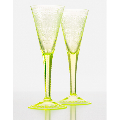 Maharani champagne glasses, 110 ml, set of 2 pieces, uranium