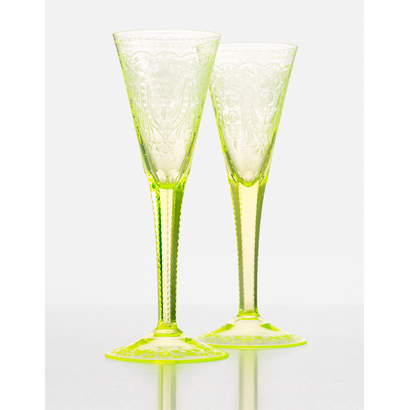 Maharani champagne glasses, 160 ml, set of 2 pieces, uranium