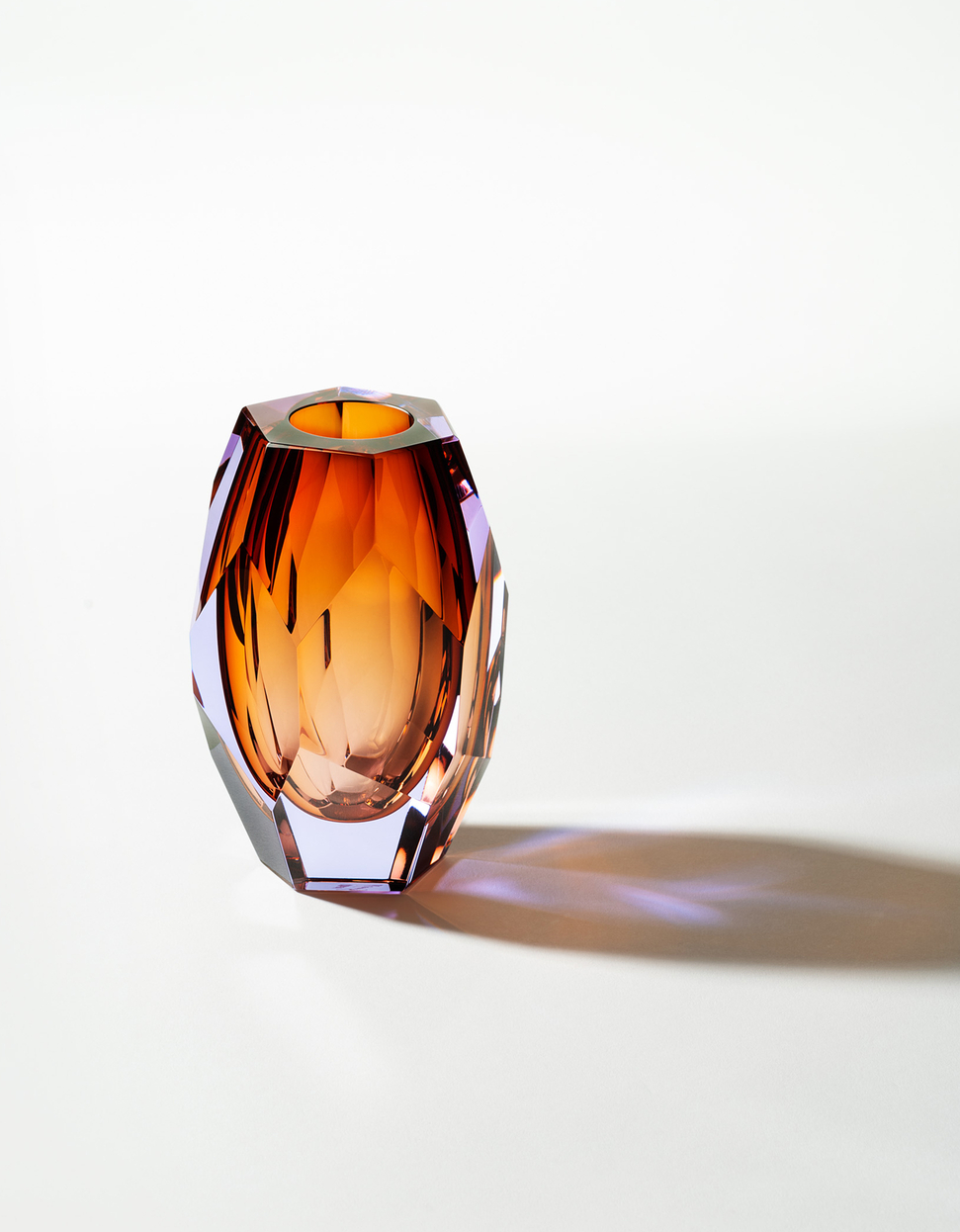 Brown Montagne vase made of hand-cut Moser crystal